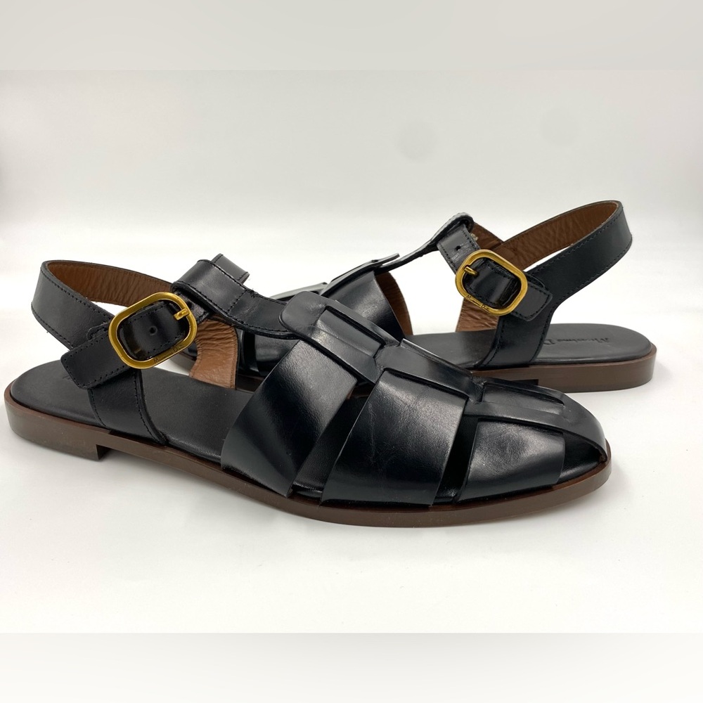 Massimo Dutti Woman's Fisherman Style Fine Leather Flat Sandals ITALY Size 42/11